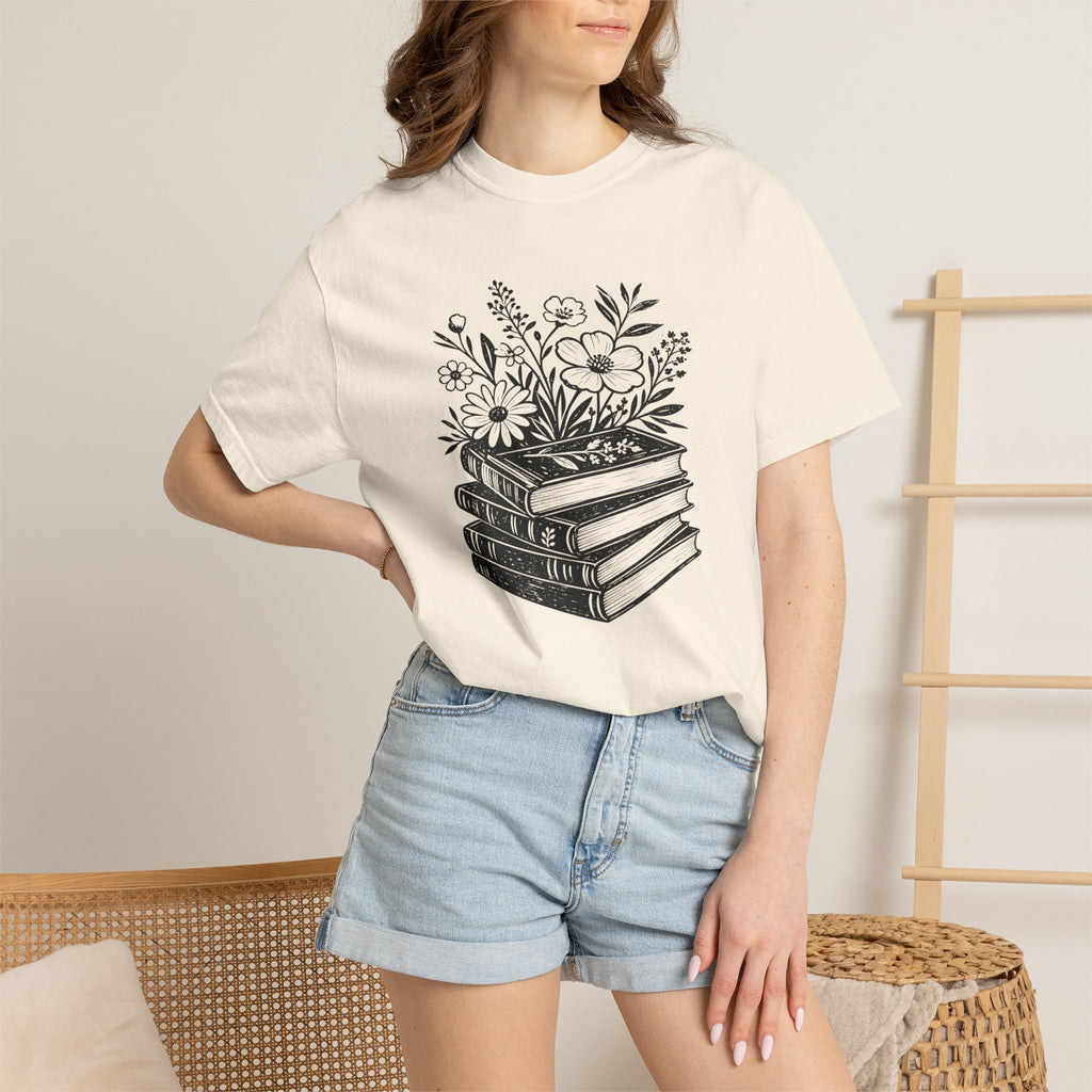 Floral Book Stack T-Shirt
