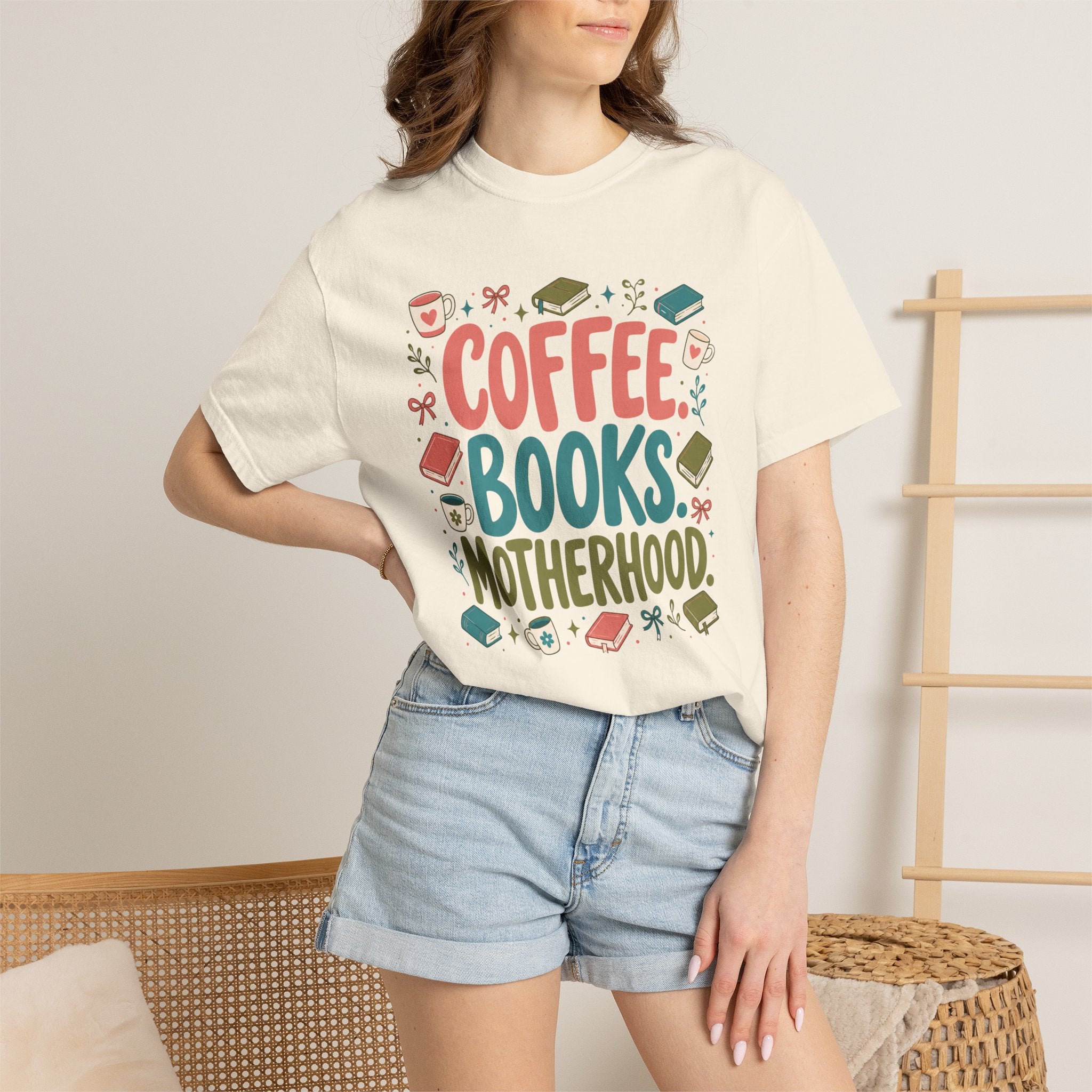 Coffee Books Motherhood T-Shirt