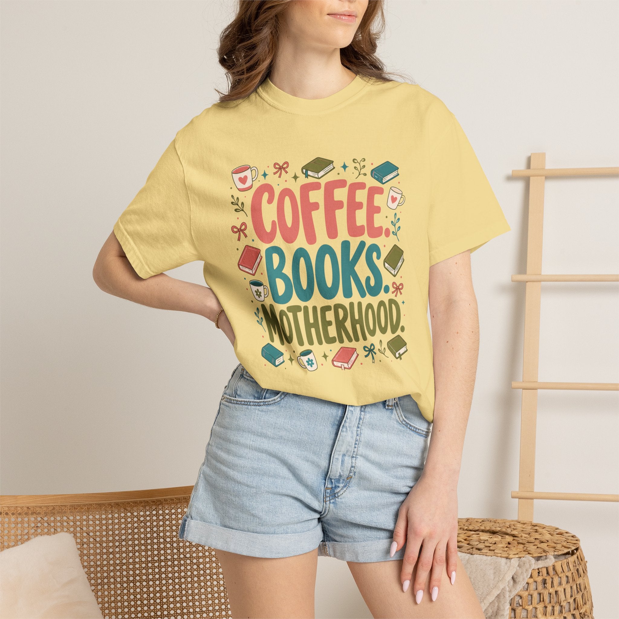 Coffee Books Motherhood T-Shirt