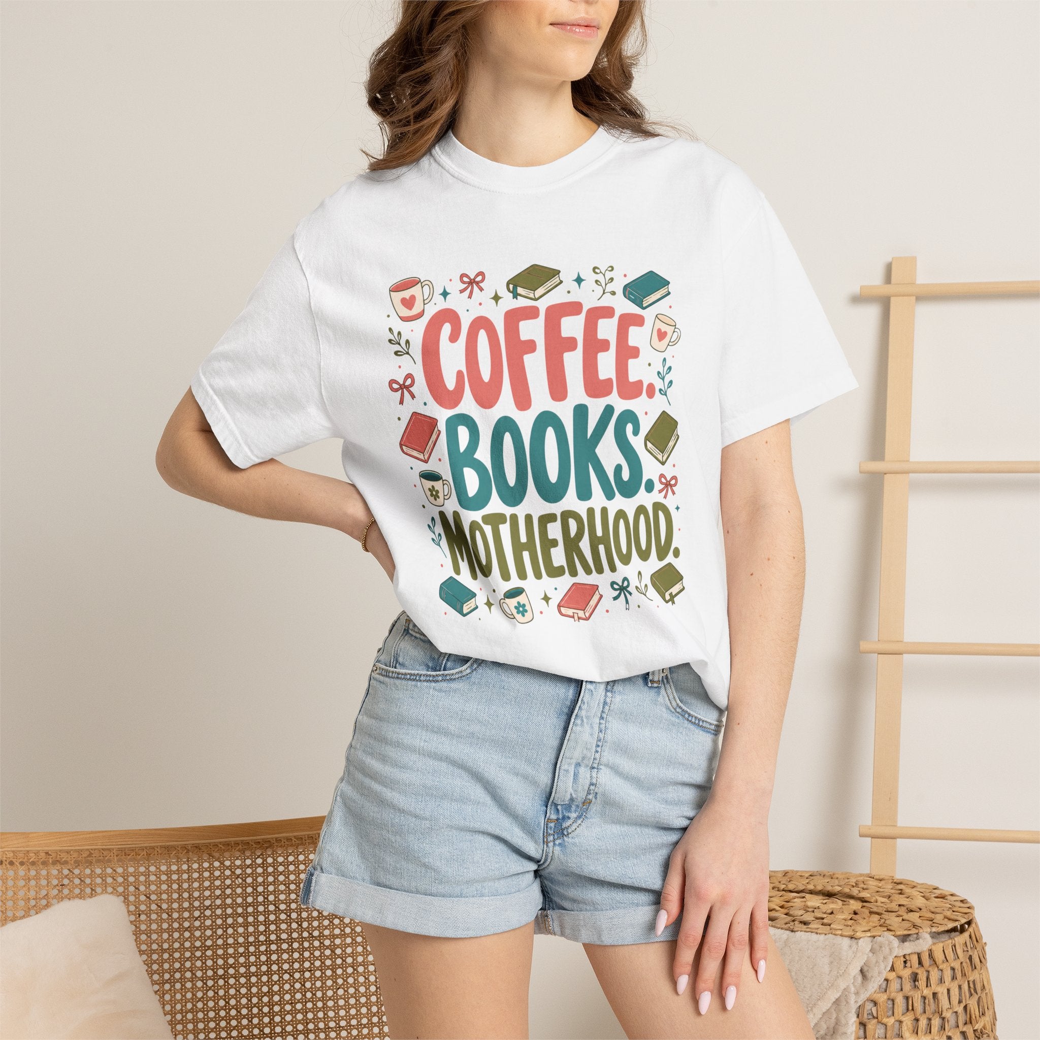Coffee Books Motherhood T-Shirt