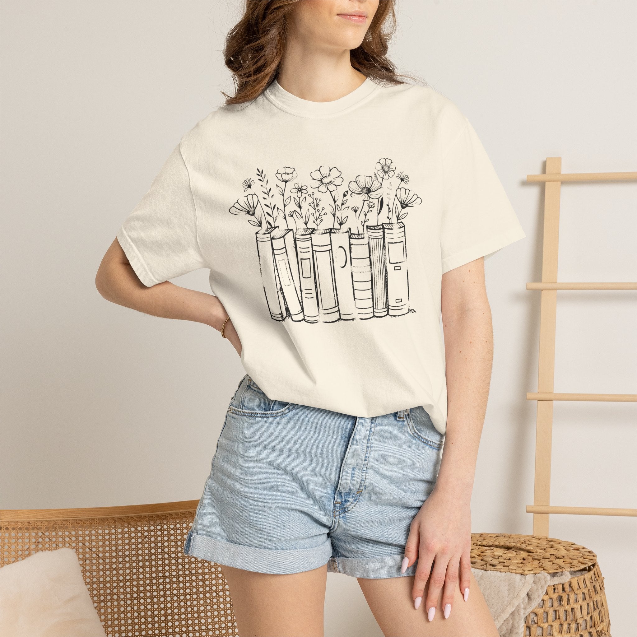 Floral Bookshelf T-Shirt