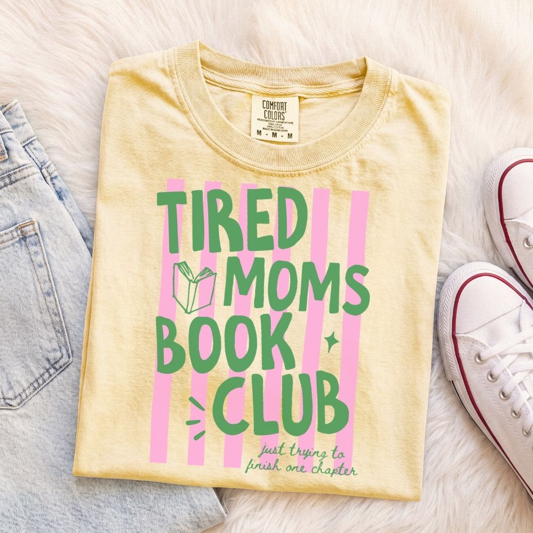 Striped Tired Moms Book Club T-Shirt