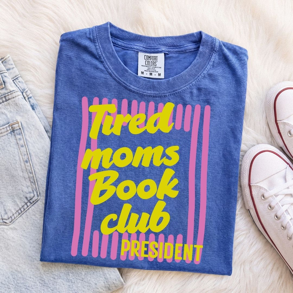 Tired Moms Book Club Purple Stripe T-Shirt
