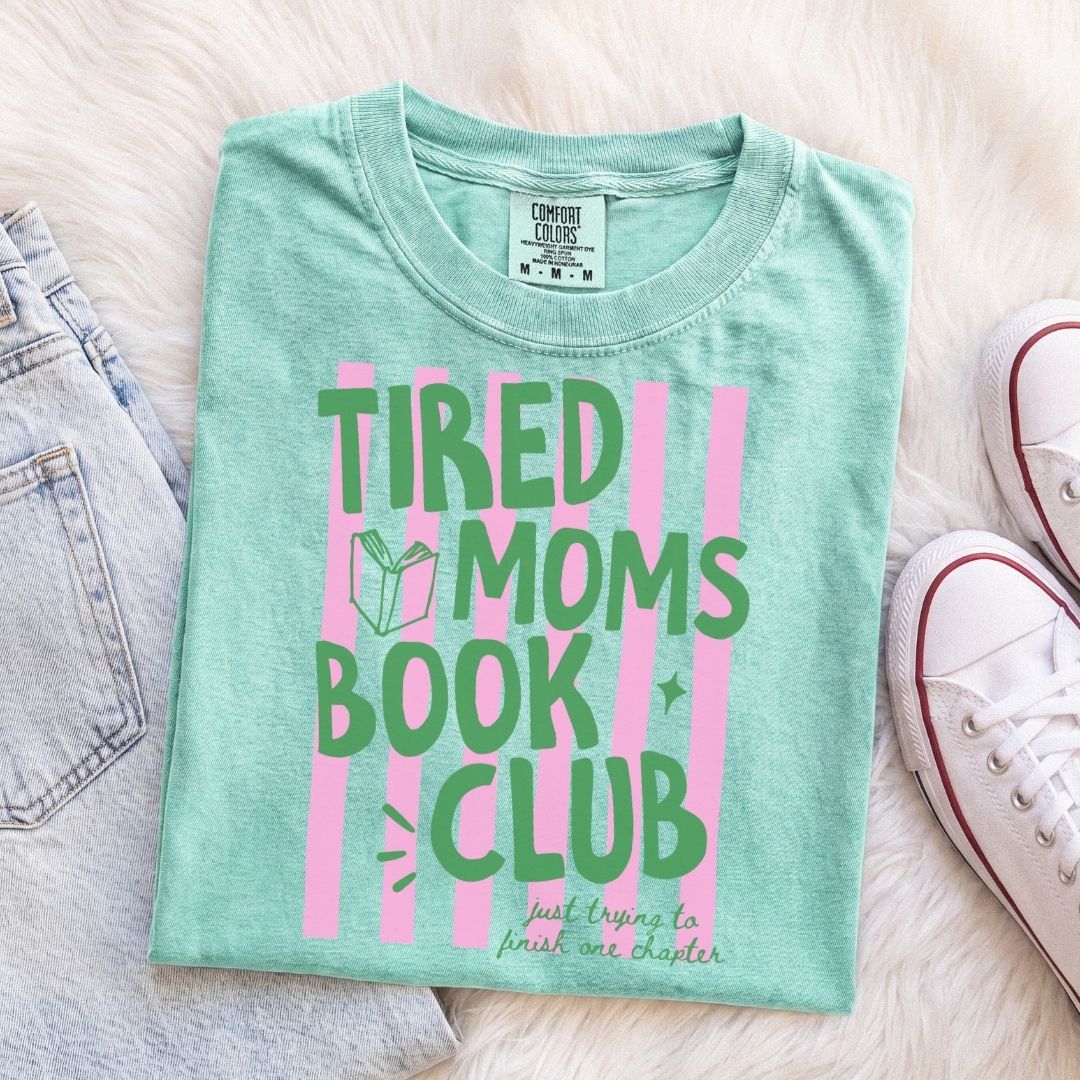 Striped Tired Moms Book Club T-Shirt