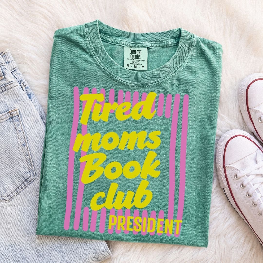 Tired Moms Book Club Purple Stripe T-Shirt