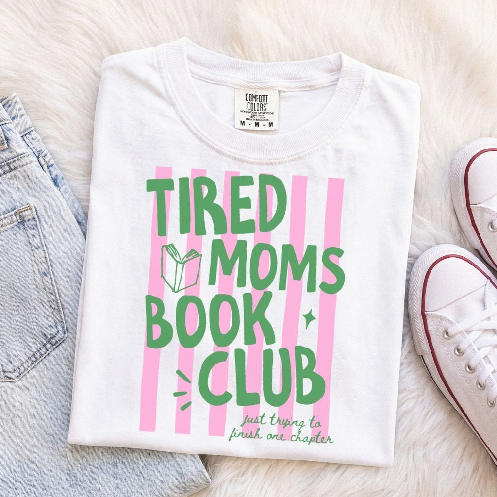 Striped Tired Moms Book Club T-Shirt